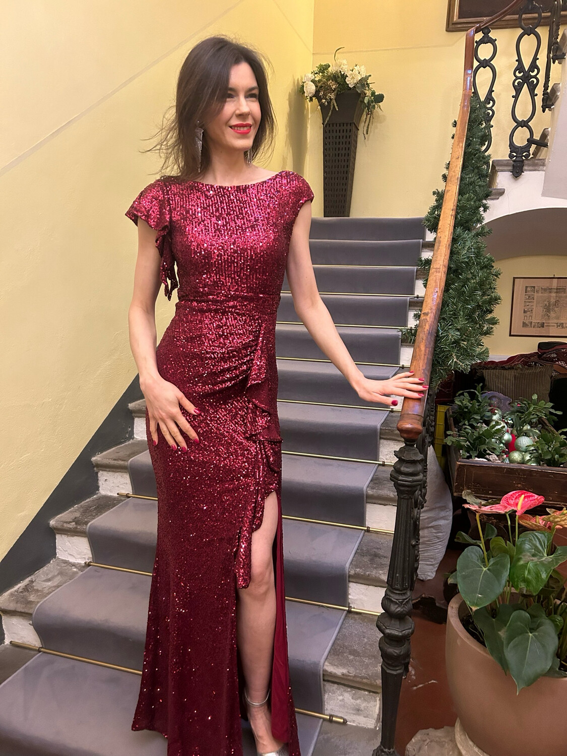 Collezione cerimonia abito paillettes bordeaux