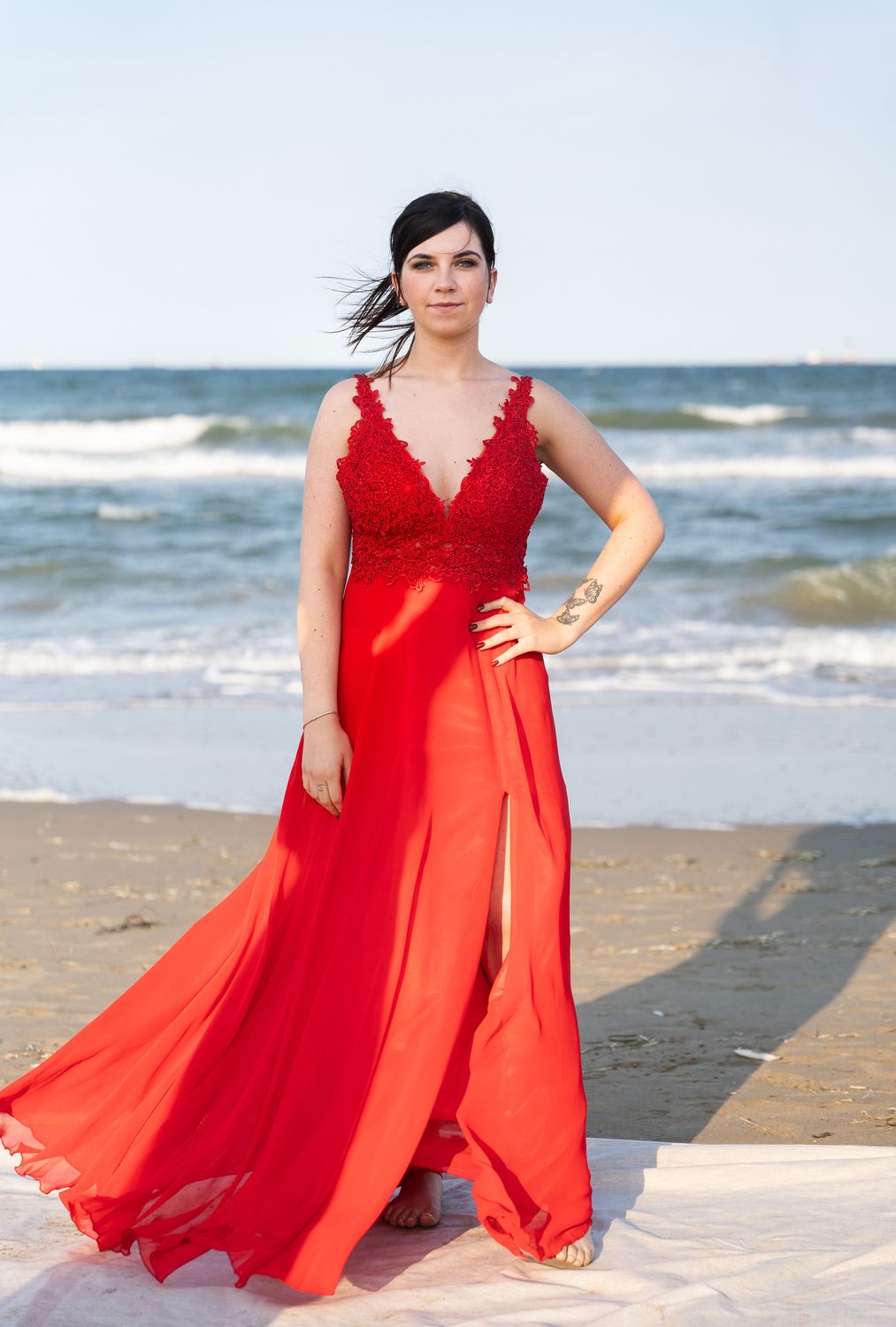 Collezione Cerimonia abito corpetto ricamato rosso