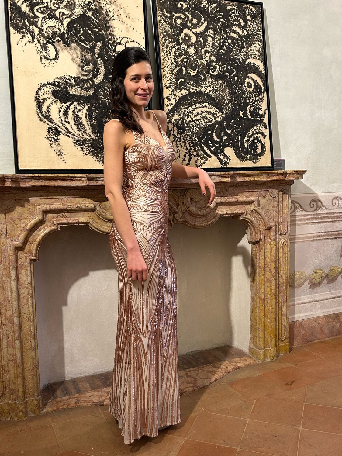 Collezione cerimonia abito paillettes oro