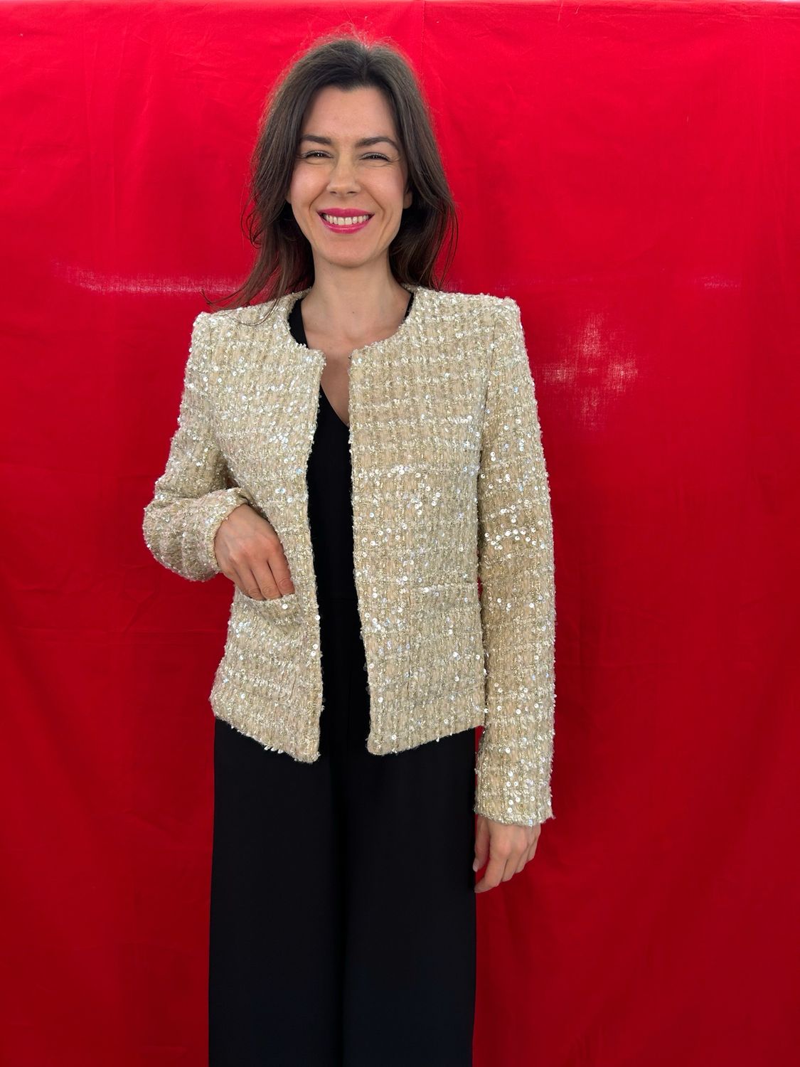 Giacca paillettes beige