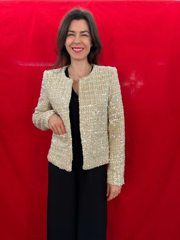 Giacca paillettes beige