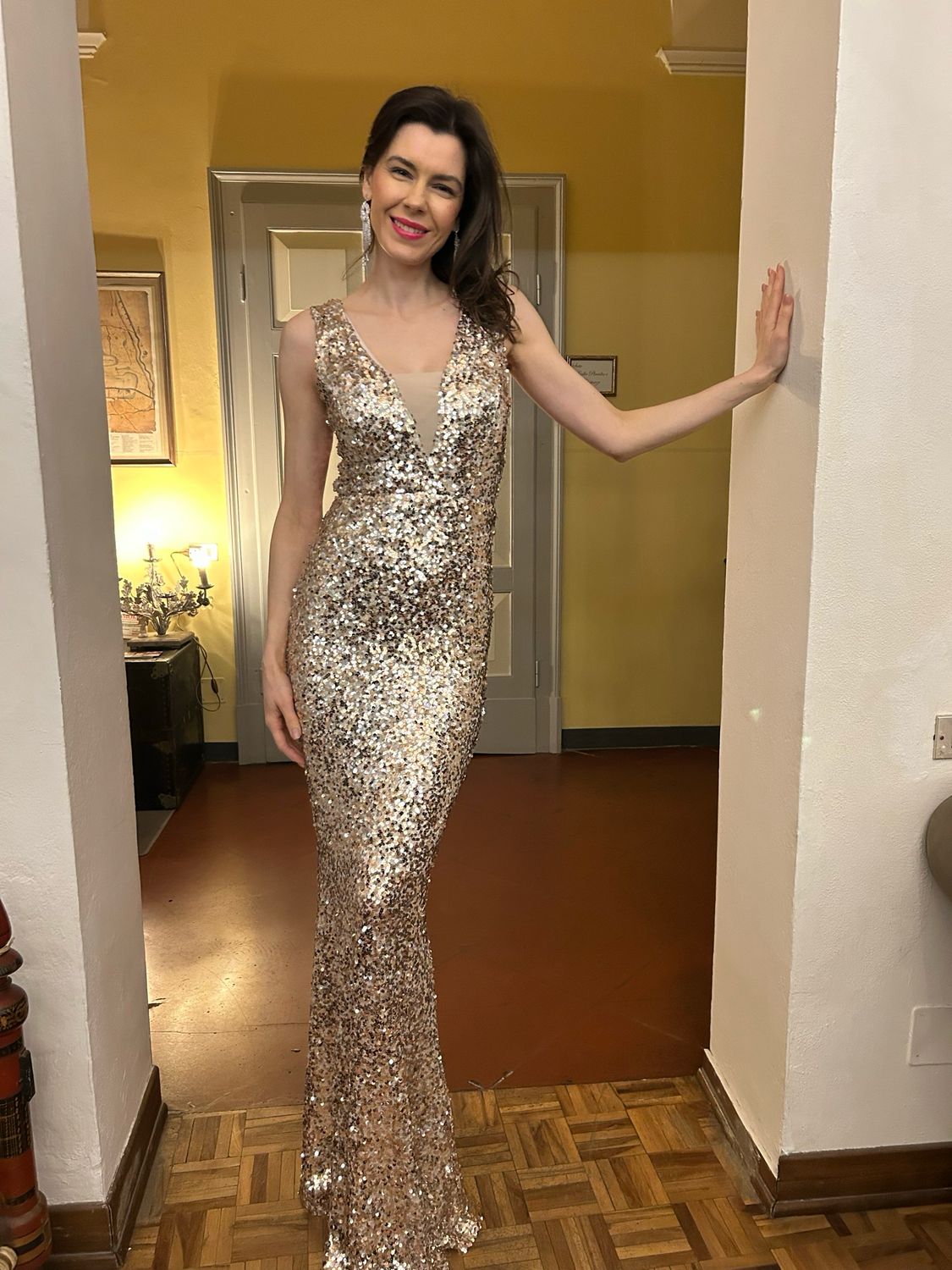 Collezione cerimonia abito paillettes oro