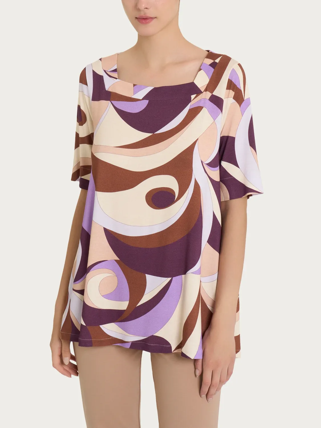 Ragno maglia onde scollo quadrato