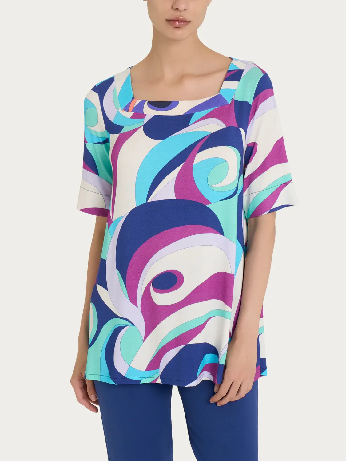 Ragno maglia onde scollo quadrato