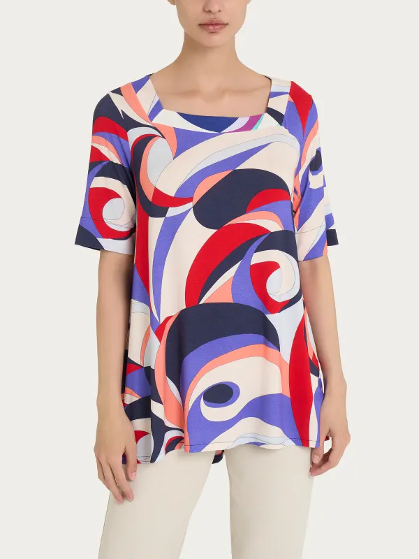 Ragno maglia onde scollo quadrato