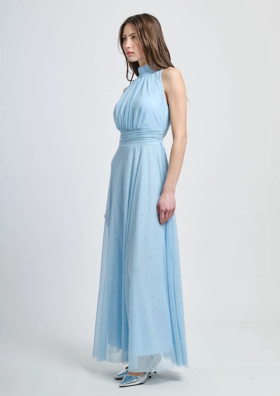 Collezione unica abito Lara azzurro lurex
