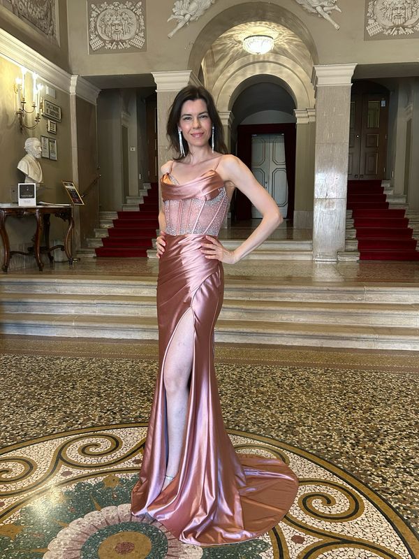 Collezione  cerimonia abito corsetto glitter rosa