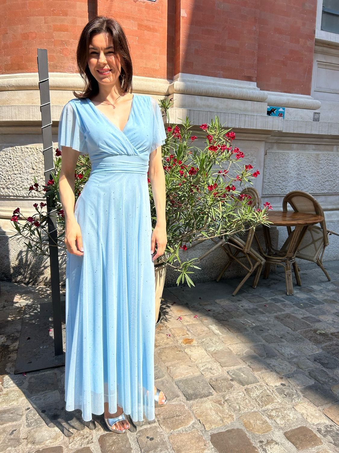 Collezione unica abito Lucia lurex azzurro
