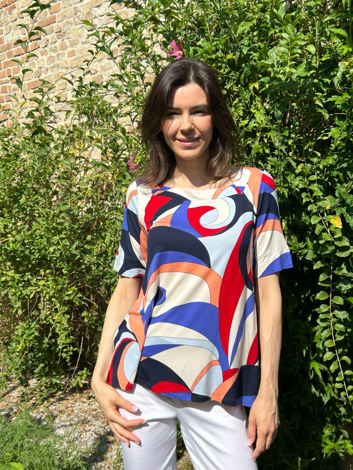 Ragno maglia onde scollo quadrato