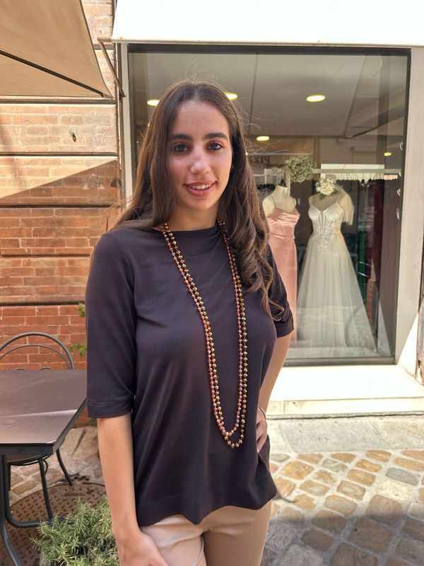 Ragno maglia a righe marrone
