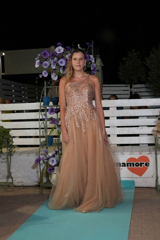 collezione cerimonia abito tulle beige