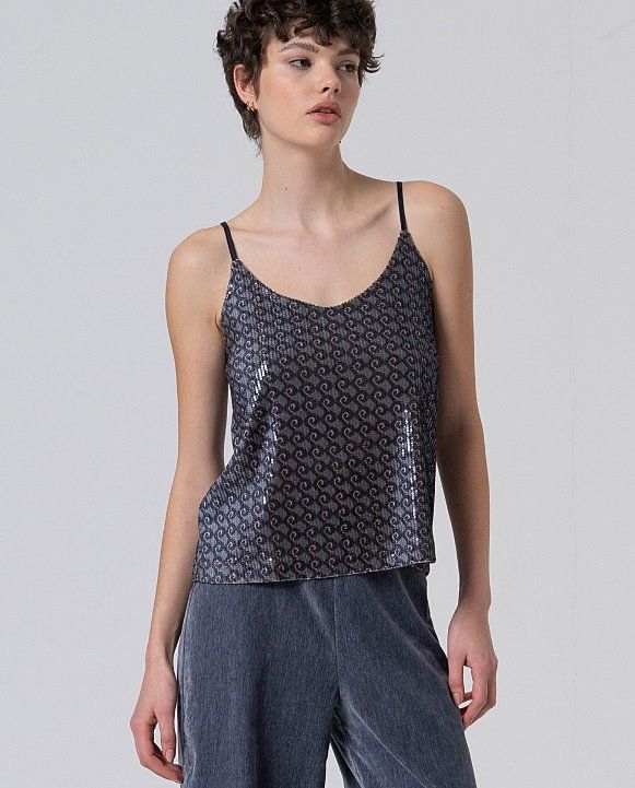 Surkana top paillettes blu