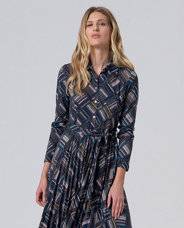 Surkana abito a camicia geometrico con cintura