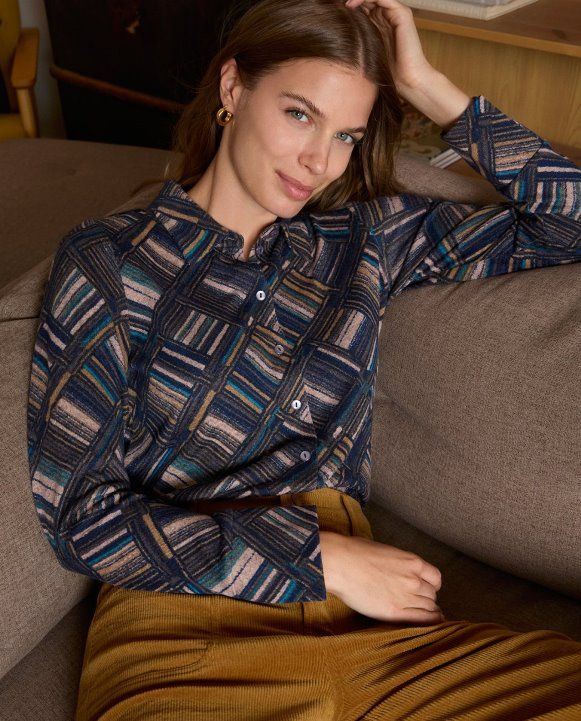 Surkana camicia con stampa geometrica stretch