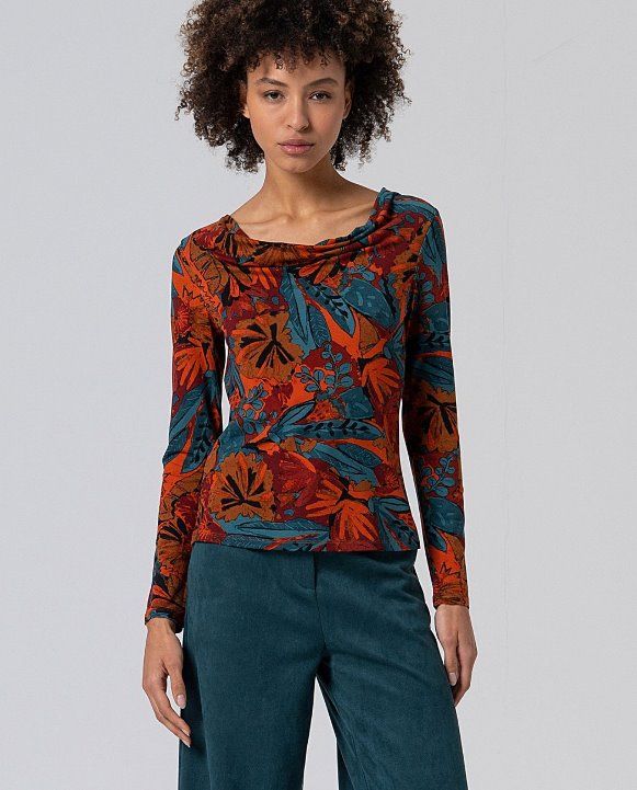 Surkana T-shirt elasticizzata con scollo drappeggiato