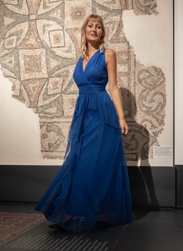 Collezione unica abito Flora con gonna a balze Bluette