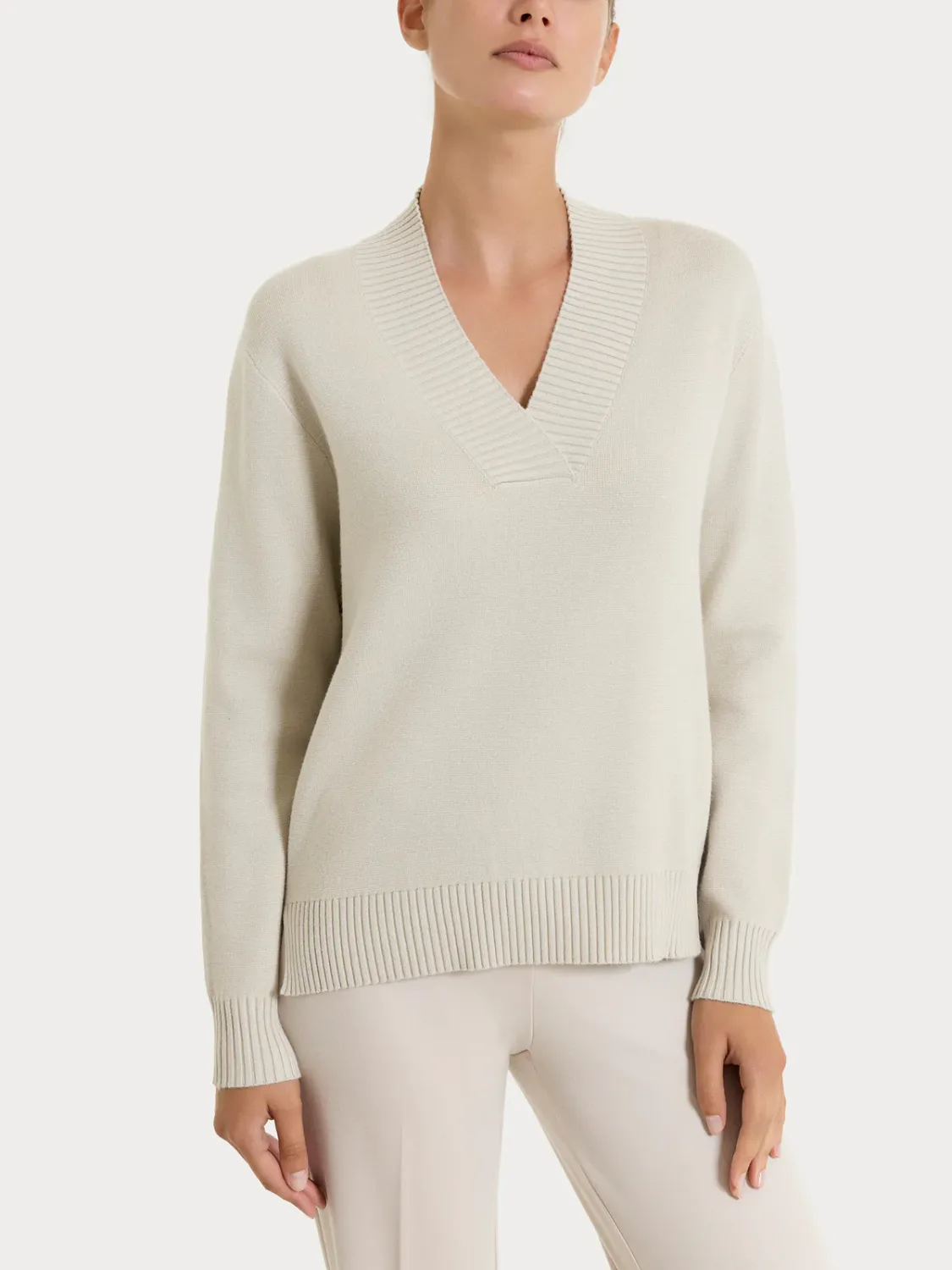 Ragno maglia panna a V