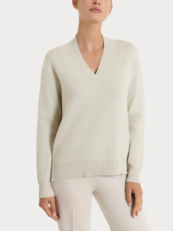 Ragno maglia a V panna