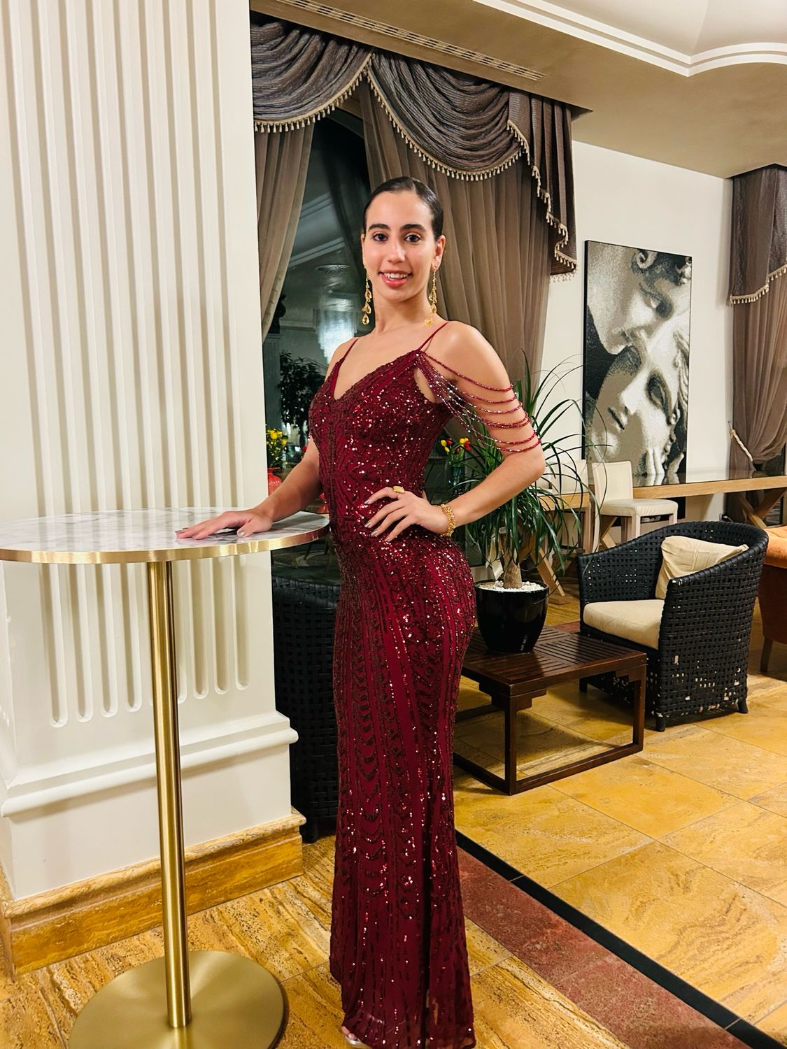 Collezione cerimonia abito paillettes bordeaux