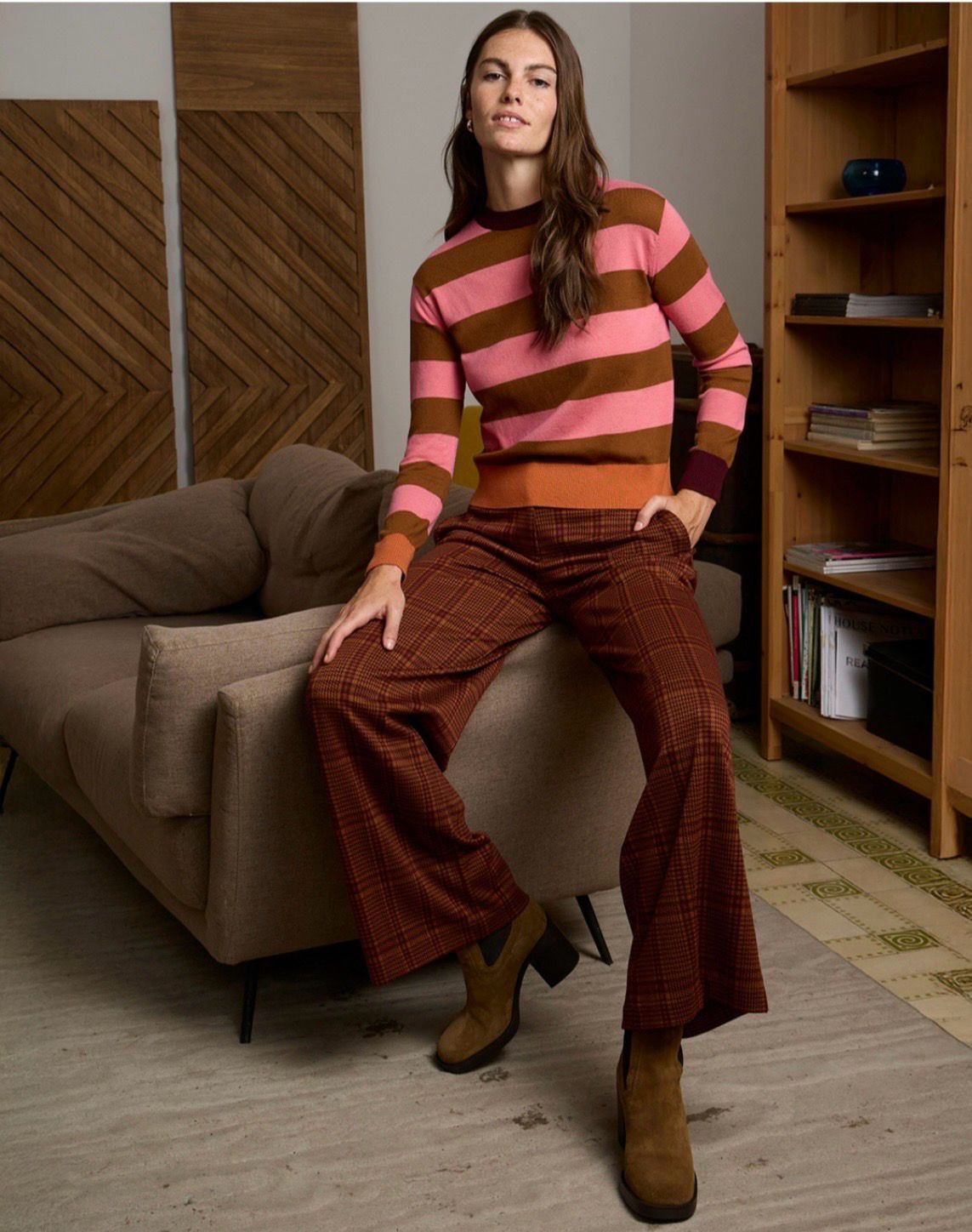 Surkana pantalone scozzese bordeaux