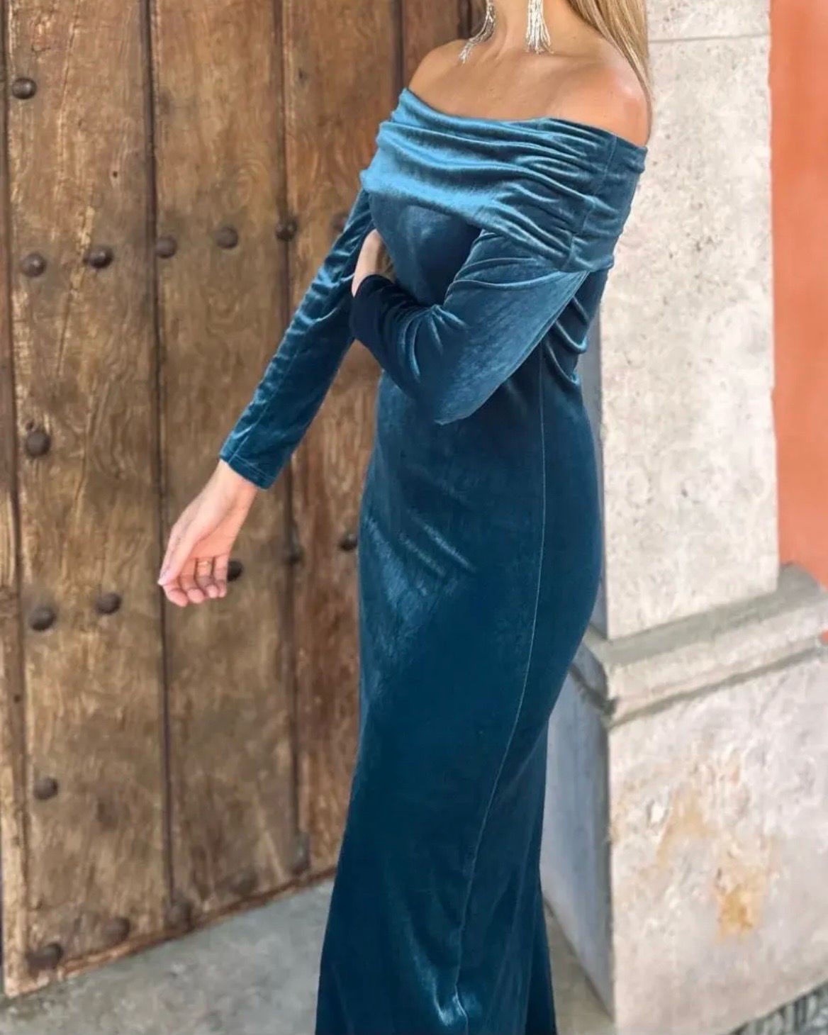 Collezione cerimonia abito petrolio velluto