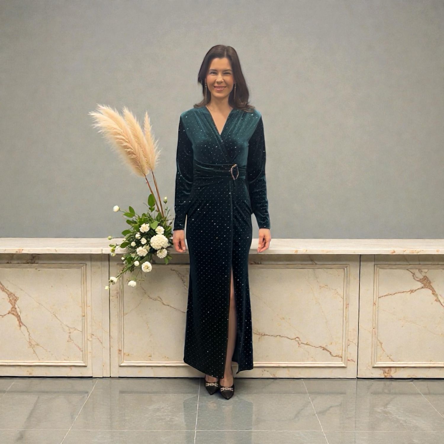 Collezione unica abito velluto verde