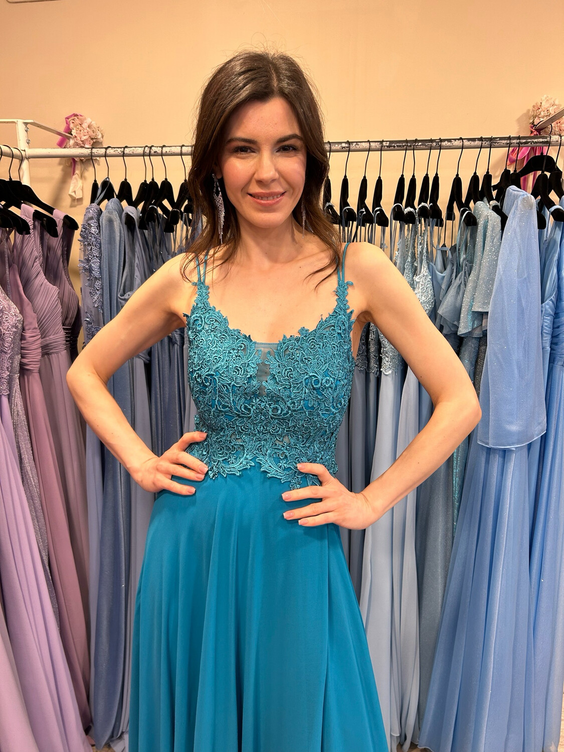 Collezione cerimonia abito pizzo e intreccio tiffany