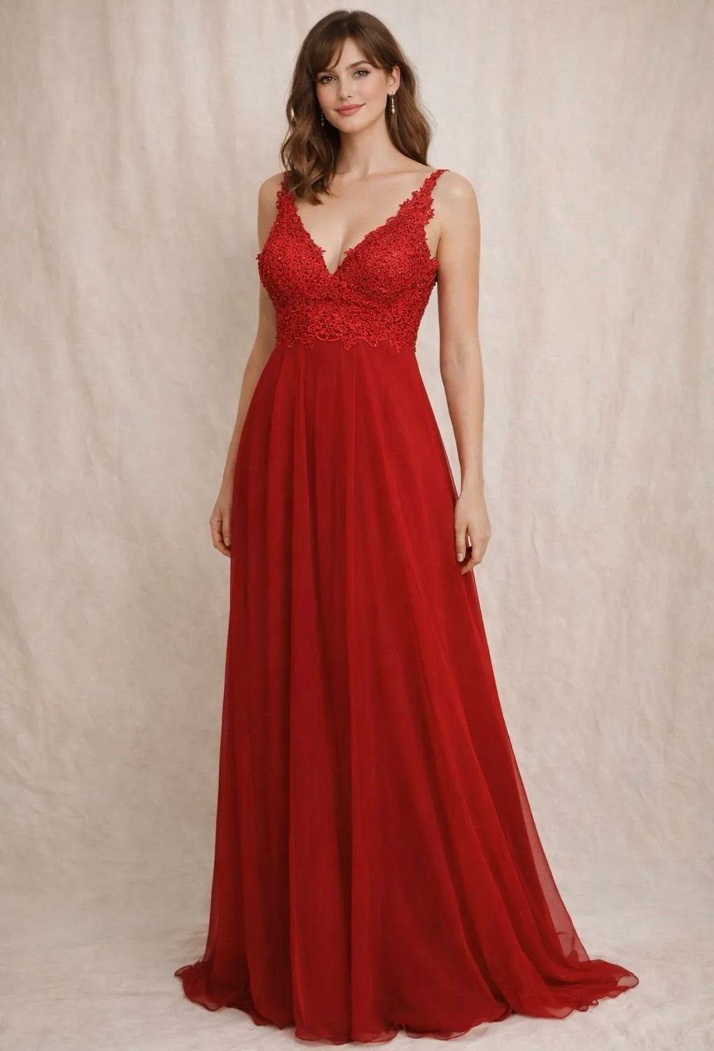 Collezione Cerimonia abito corpetto ricamato rosso