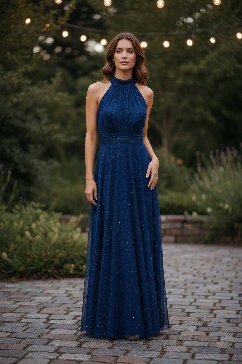 Collezione unica abito Lara lurex blu