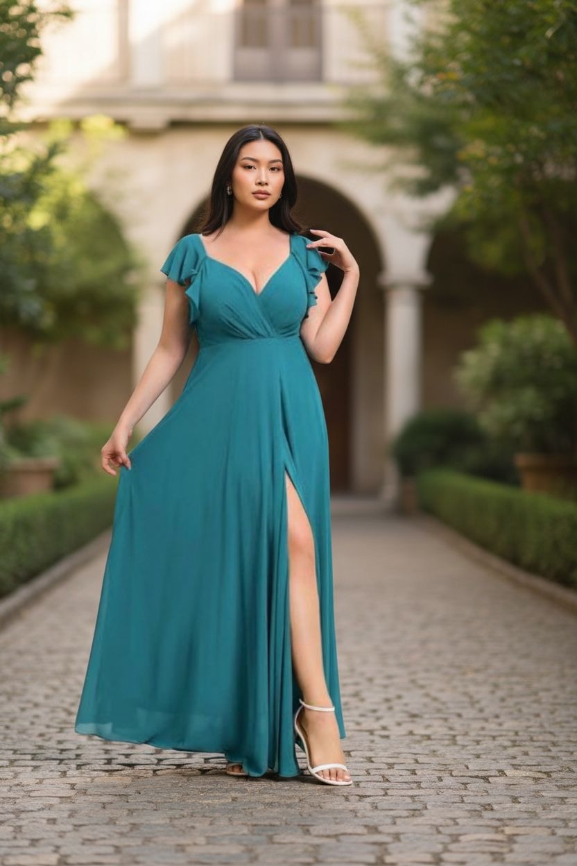 Collezione Curvy abito petrolio