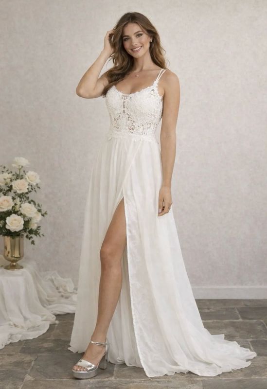 Collezione sposa abito pizzo e intreccio bianco