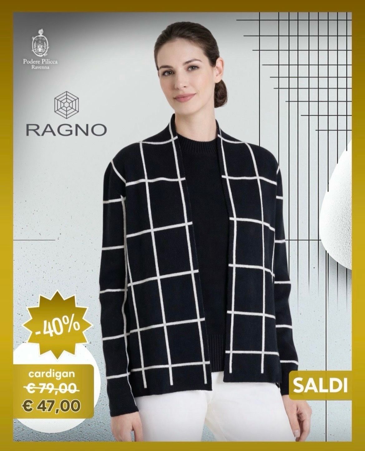 Ragno cardigan quadri nero