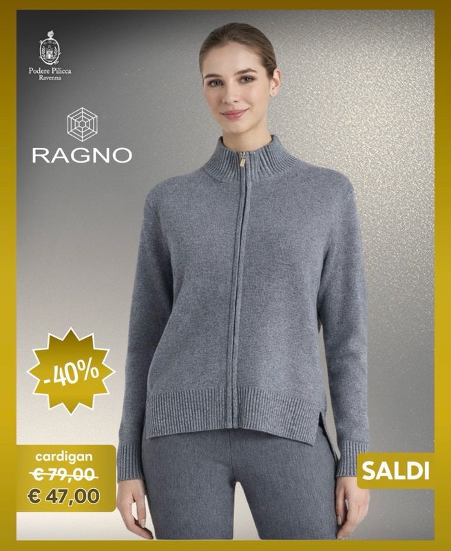Ragno cardigan zip grigio