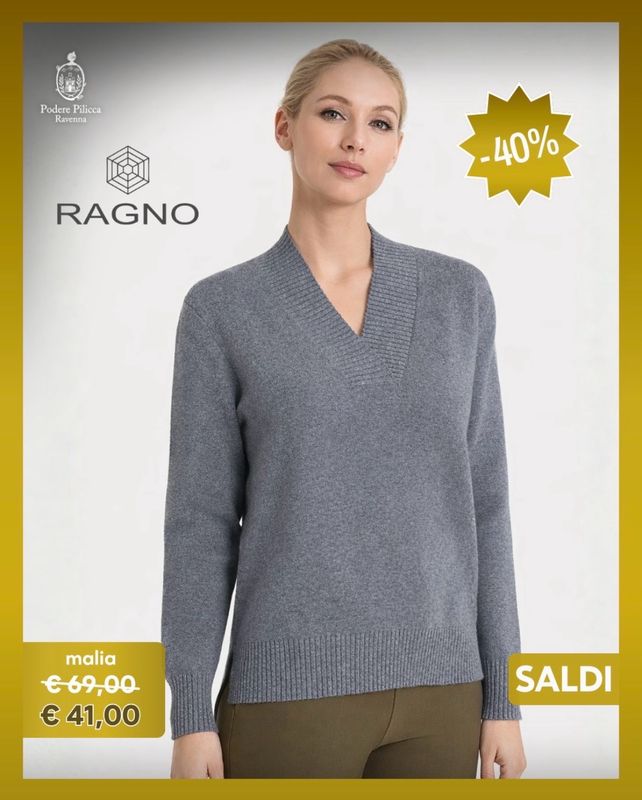 Ragno maglia a V grigia