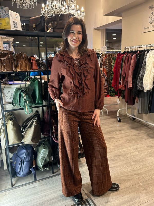 Surkana pantalone scozzese bordeaux