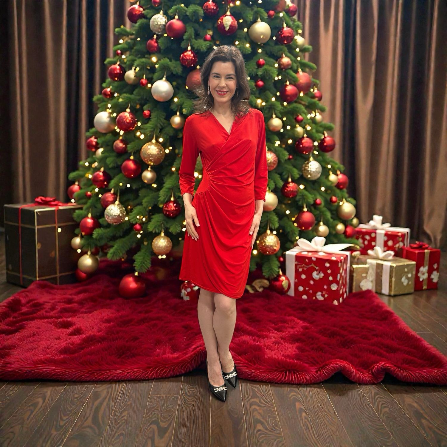 Collezione look per le feste abito rosso