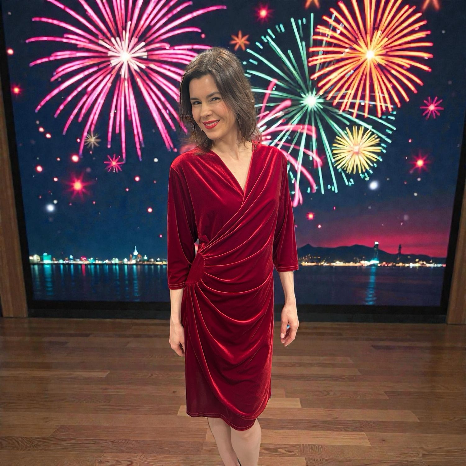 Collezione look per le feste abito velluto rosso