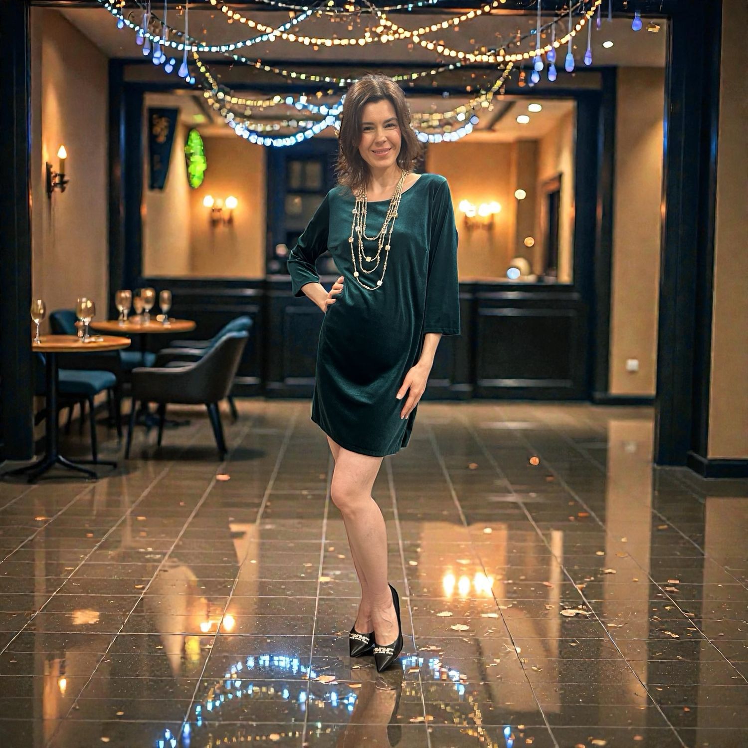 Collezione look per le feste abito velluto verde