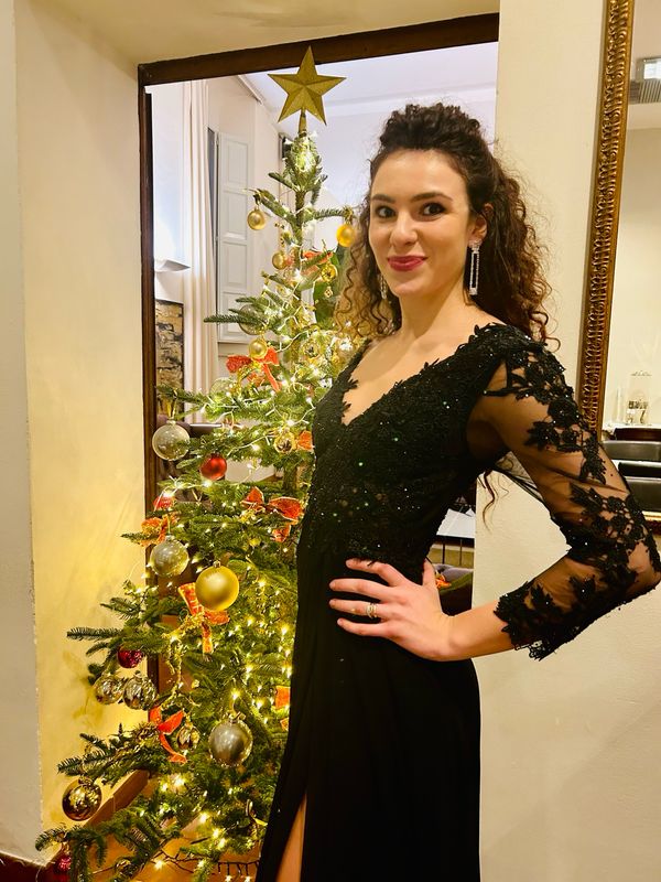 Collezione cerimonia abito manica pizzo nero