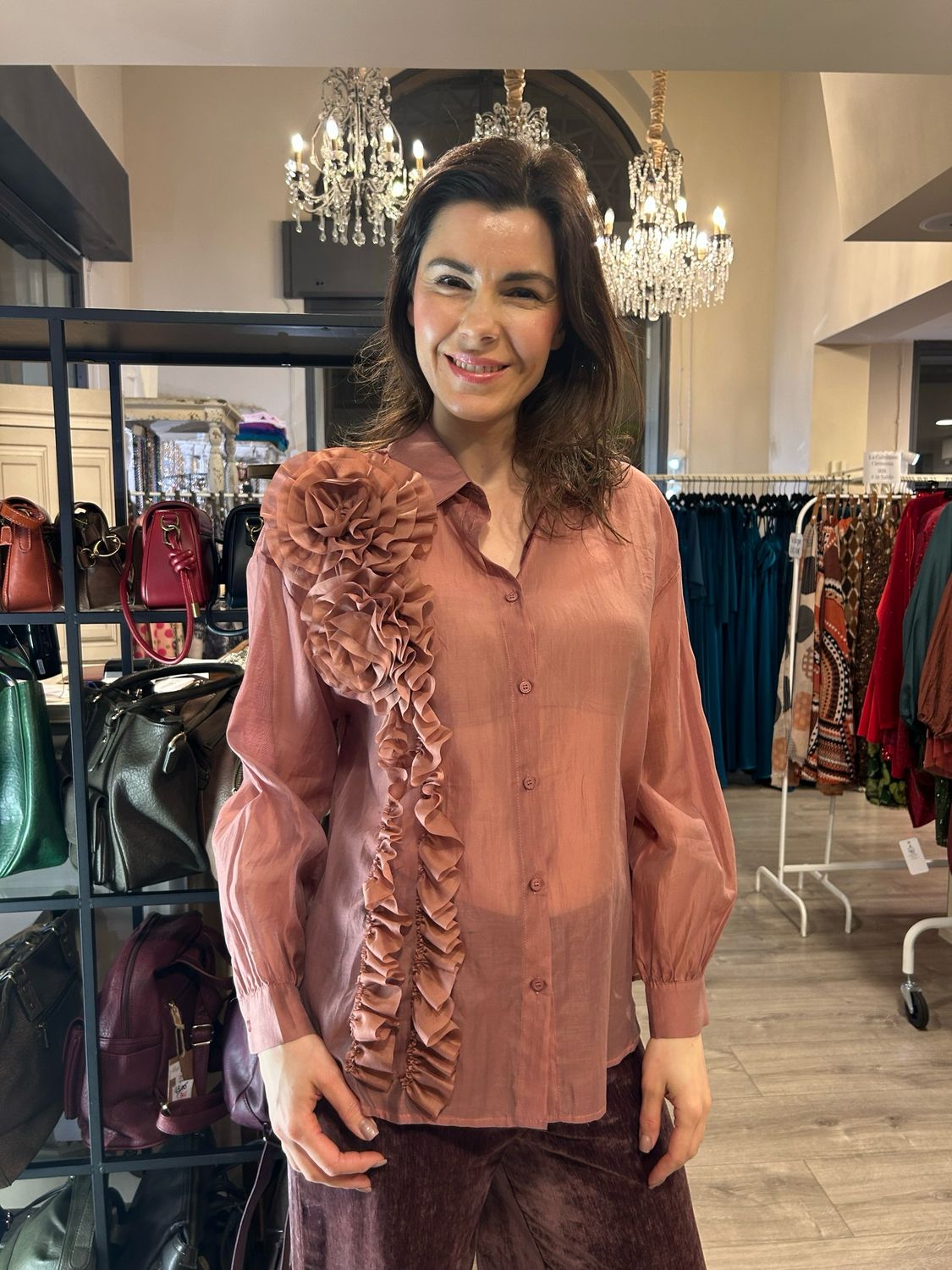 Camicia frappe rosa antico