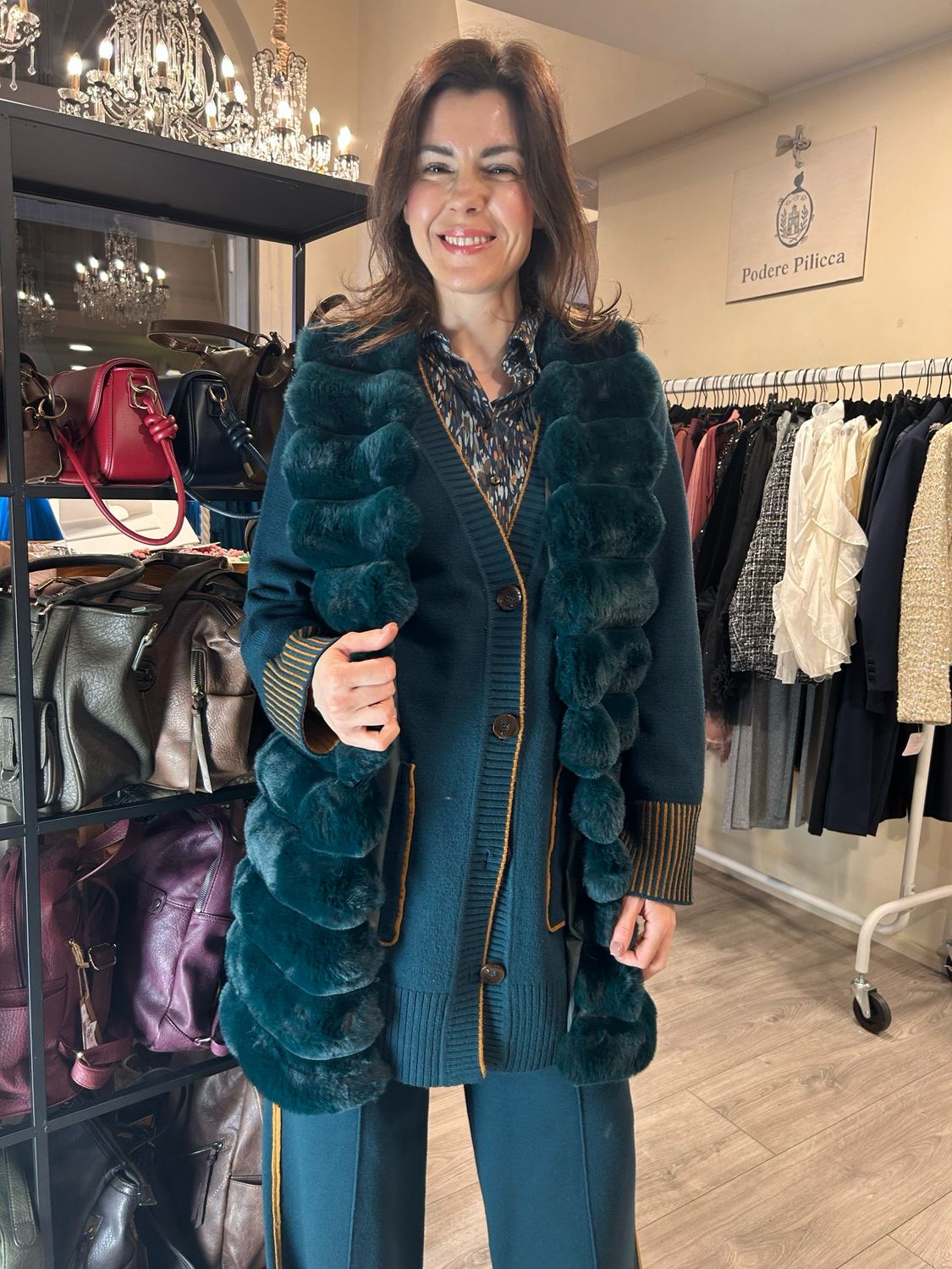 Gilè eco-pelliccia verde