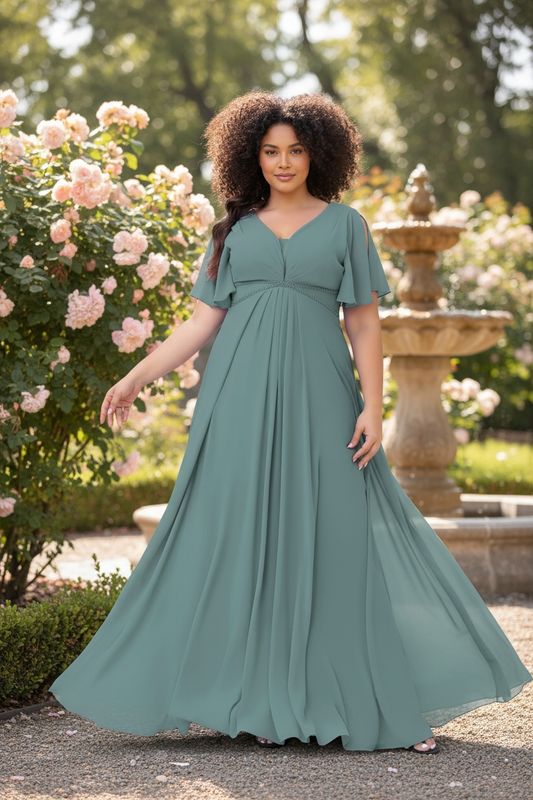 Collezione cerimonia Curvy abito verde salvia
