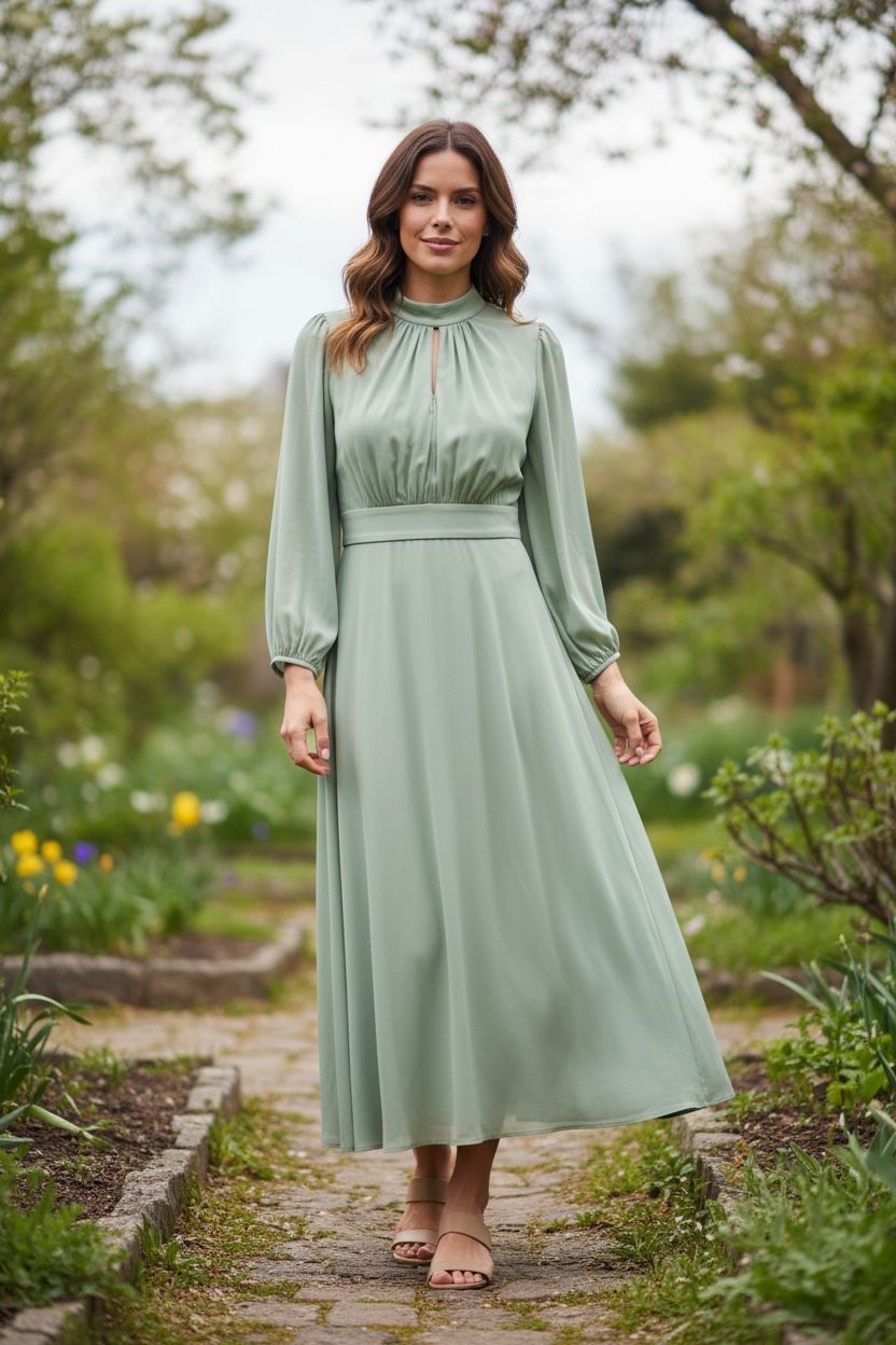 Collezione Unica abito Luna verde salvia