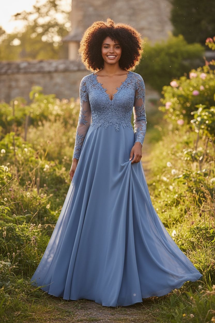 Collezione Curvy abito manica azzurro