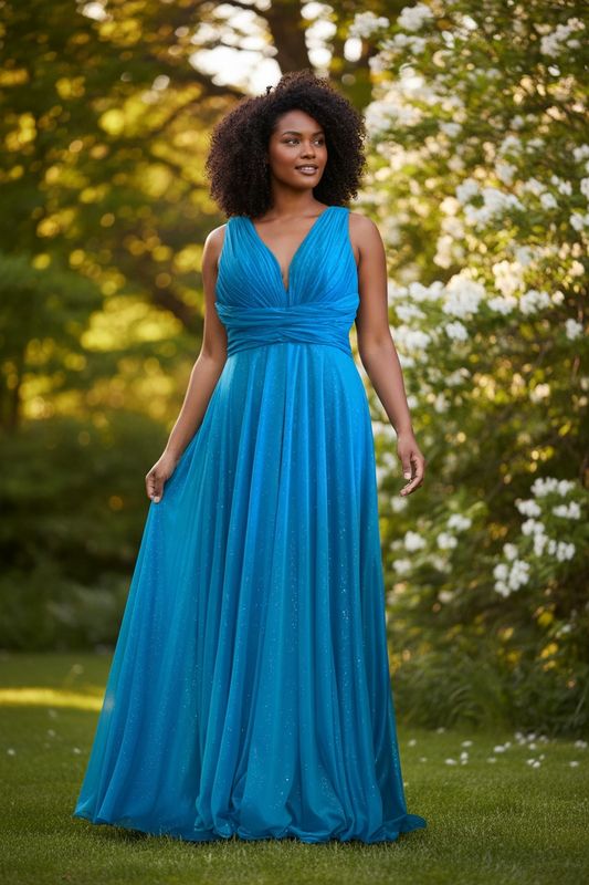 Collezione Curvy abito plissettato petrolio