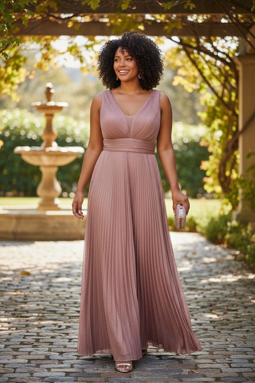 Collezione Curvy abito plissettato rosa