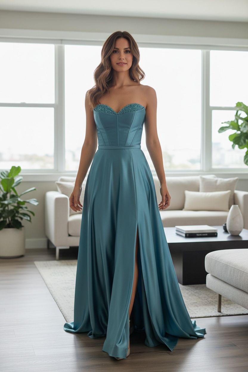 Collezione cerimonia abito raso verde salvia