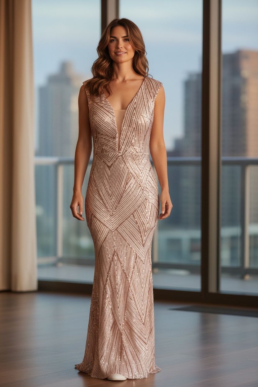 Collezione cerimonia abito paillettes oro rosa