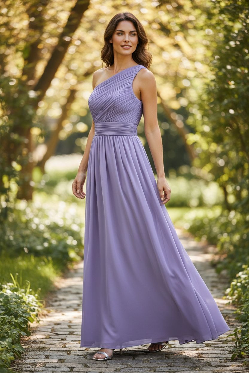 Collezione cerimonia abito monospalla glicine