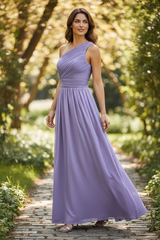 Collezione cerimonia abito monospalla glicine